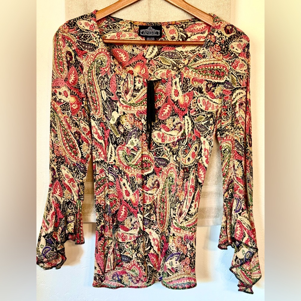 Angie Women's Paisley Blouse - Red and Black
